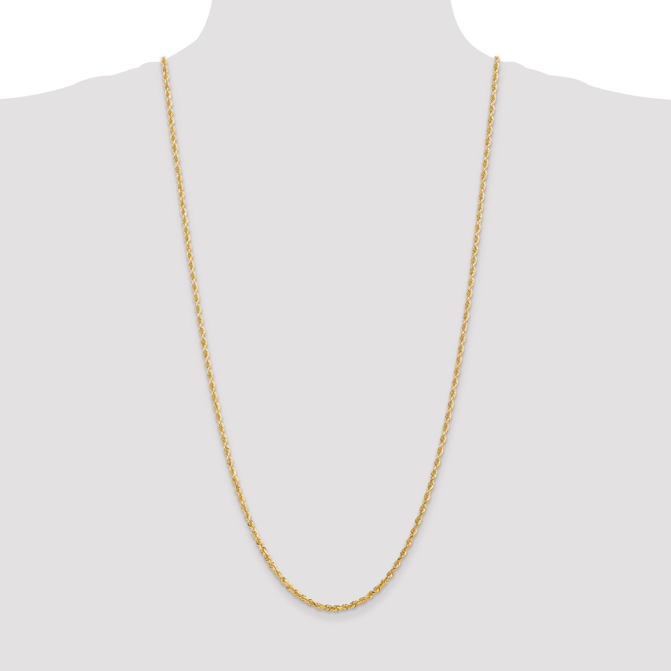 14K 9 Inch 3mm Diamond-Cut Quadruple Rope Lobster Clasp Chain
