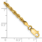 14K 9 Inch 3mm Diamond-Cut Quadruple Rope Lobster Clasp Chain