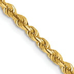 14K 9 Inch 3mm Diamond-Cut Quadruple Rope Lobster Clasp Chain