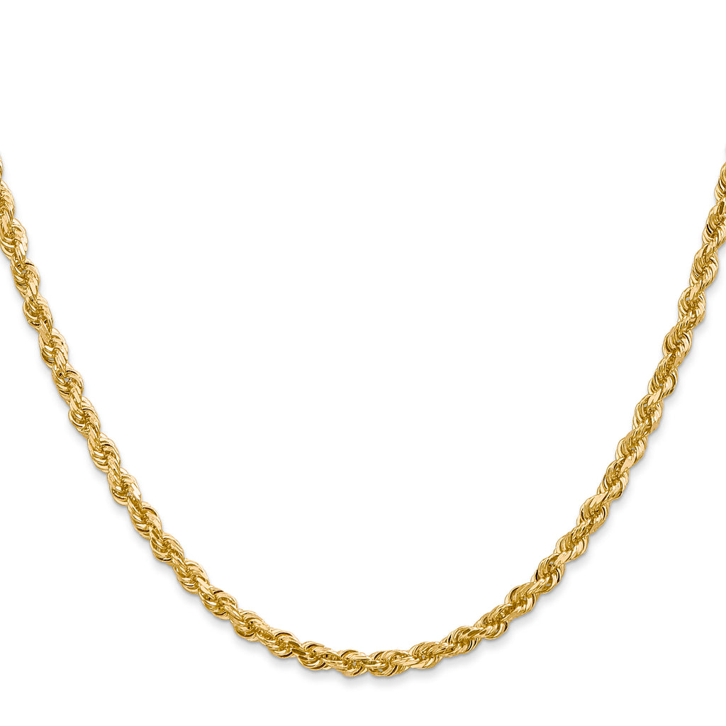 14K 8 Inch 3.35mm Diamond-Cut Quadruple Rope Lobster Clasp Chain