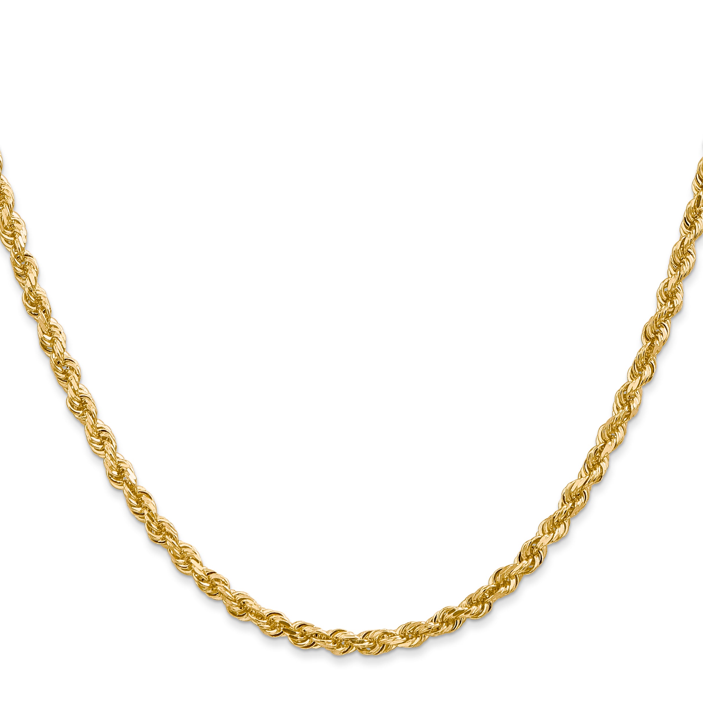 14K Yellow Gold Solid Diamond-Cut Rope Chain Necklace 3.35mm Secondary image