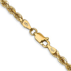 14K 8 Inch 3.35mm Diamond-Cut Quadruple Rope Lobster Clasp Chain