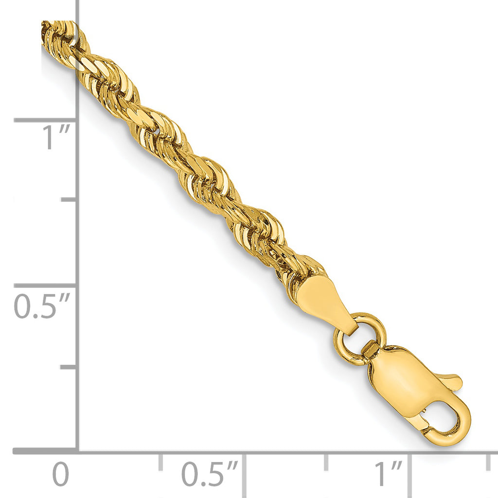 14K 8 Inch 3.35mm Diamond-Cut Quadruple Rope Lobster Clasp Chain