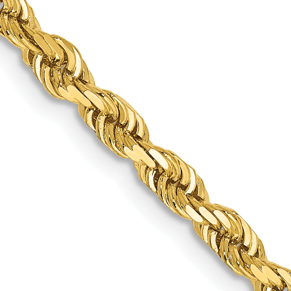 14K 8 Inch 3.35mm Diamond-Cut Quadruple Rope Lobster Clasp Chain