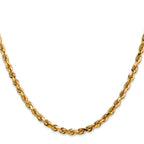 14K Yellow Gold Solid Diamond-Cut Rope Chain Necklace 4mm