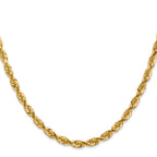 14K 8 Inch 4.5mm Diamond-Cut Quadruple Rope Lobster Clasp Chain