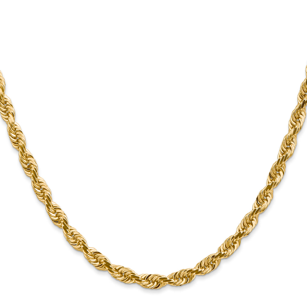 14K Yellow Gold Solid Diamond-Cut Rope Chain Necklace 4.5mm