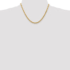 14K Yellow Gold Solid Diamond-Cut Rope Chain Necklace 4.5mm