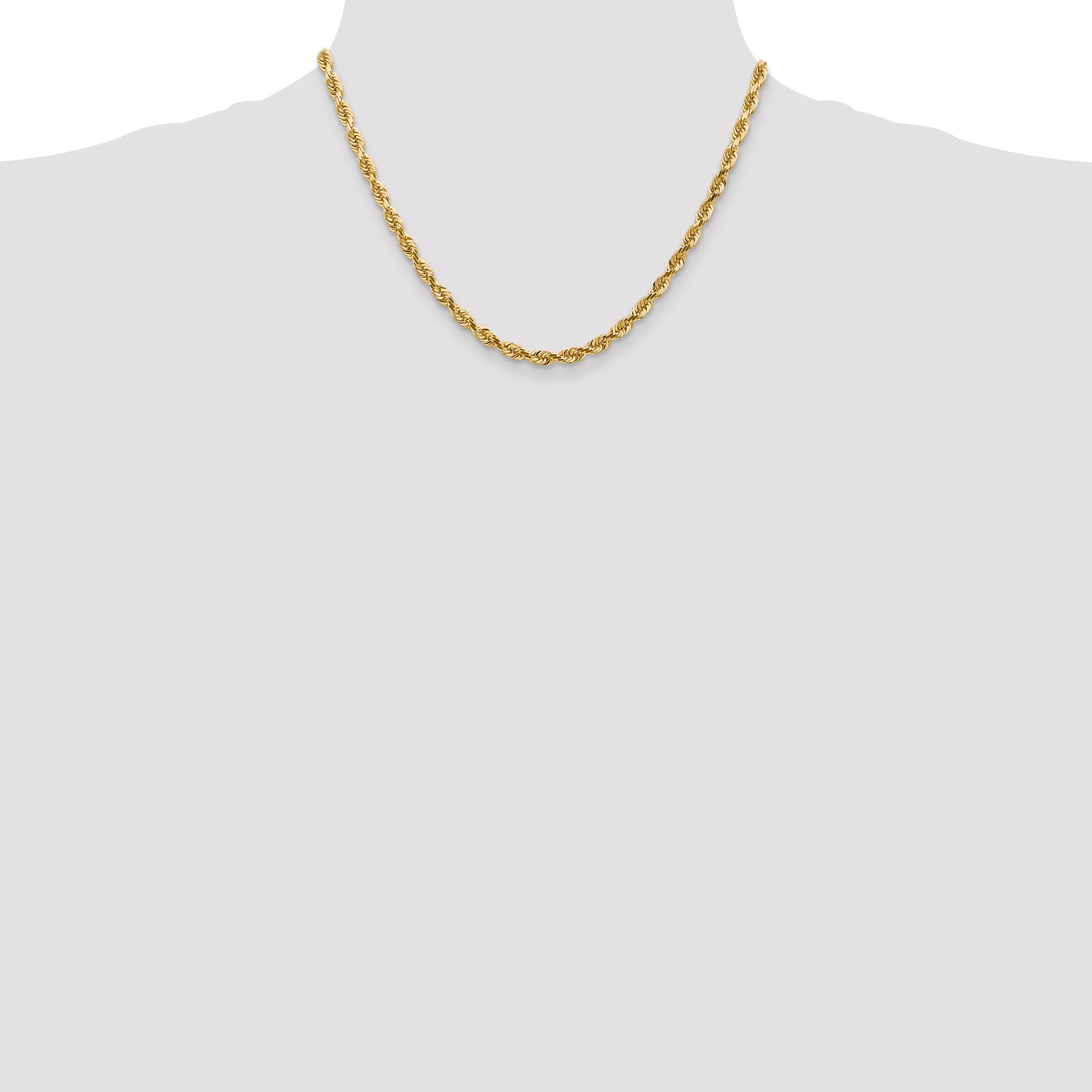 14K Yellow Gold Solid Diamond-Cut Rope Chain Necklace 4.5mm