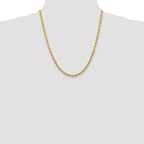 14K 8 Inch 4.5mm Diamond-Cut Quadruple Rope Lobster Clasp Chain