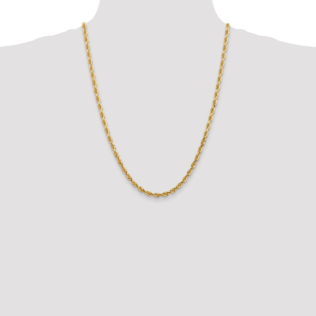 14K 8 Inch 4.5mm Diamond-Cut Quadruple Rope Lobster Clasp Chain