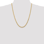 14K 8 Inch 4.5mm Diamond-Cut Quadruple Rope Lobster Clasp Chain