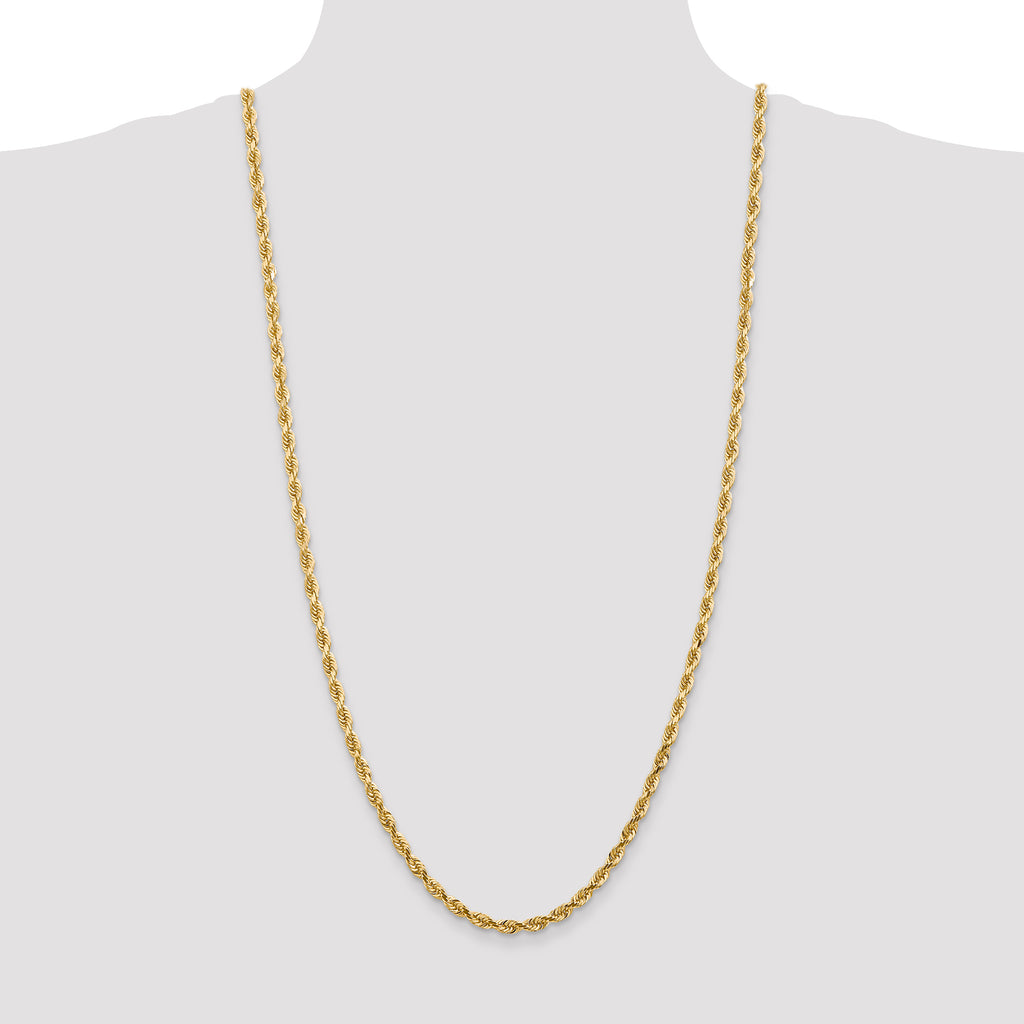 14K 8 Inch 4.5mm Diamond-Cut Quadruple Rope Lobster Clasp Chain