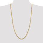14K 8 Inch 4.5mm Diamond-Cut Quadruple Rope Lobster Clasp Chain