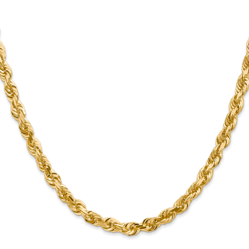 14K 22 Inch 5mm Diamond-Cut Quadruple Rope Lobster Clasp Chain