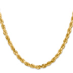 14K Yellow Gold Solid Diamond-Cut Rope Chain Necklace 5mm