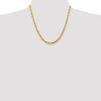 14K Yellow Gold Solid Diamond-Cut Rope Chain Necklace 5mm