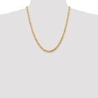 14K 22 Inch 5mm Diamond-Cut Quadruple Rope Lobster Clasp Chain