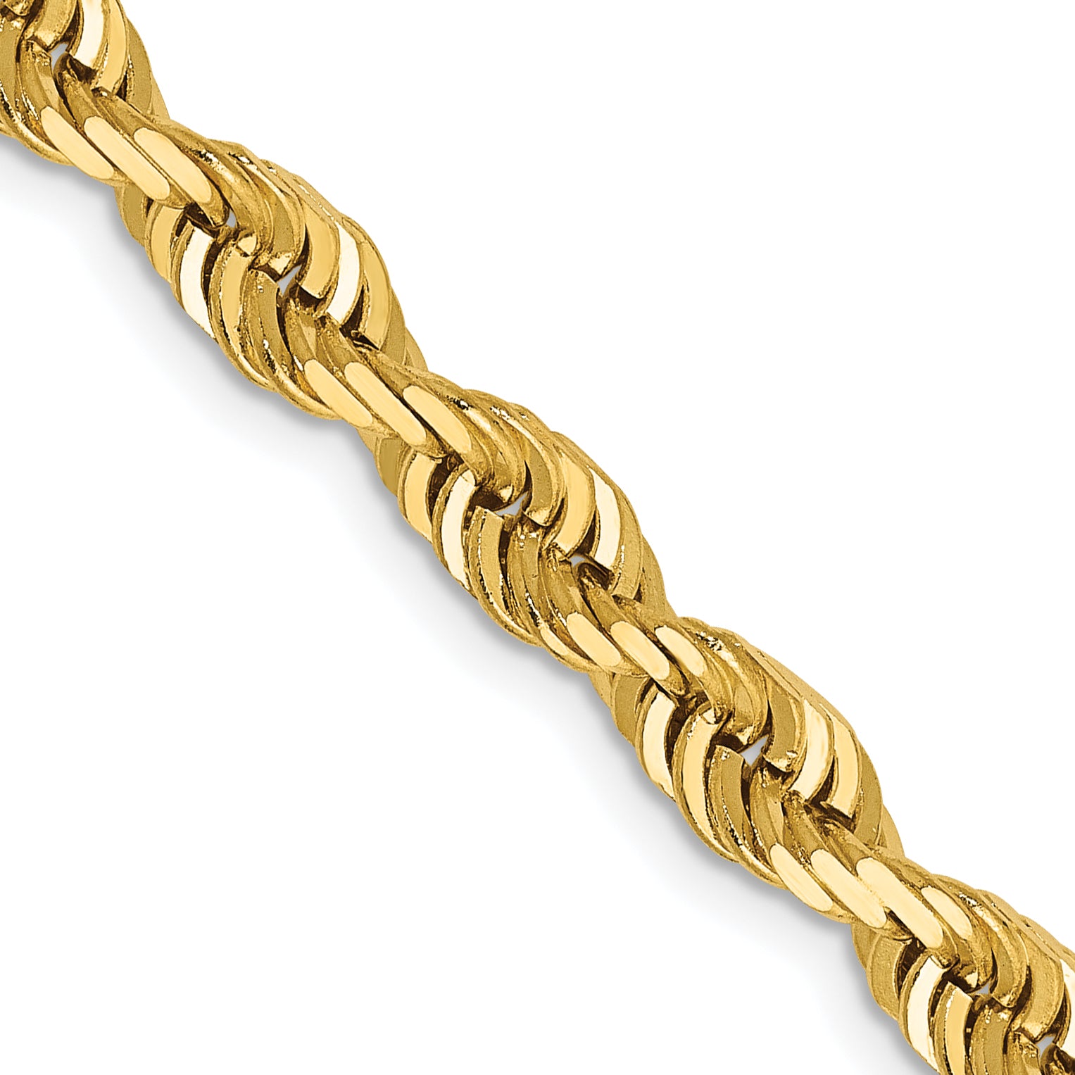 14K Yellow Gold Solid Diamond-Cut Rope Chain Necklace 5mm
