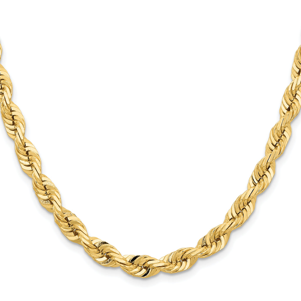 14K 20 Inch 7mm Diamond-Cut Quadruple Rope Fancy Lobster Clasp Chain