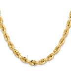 14K Yellow Gold Solid Diamond-Cut Rope Chain Necklace 7mm