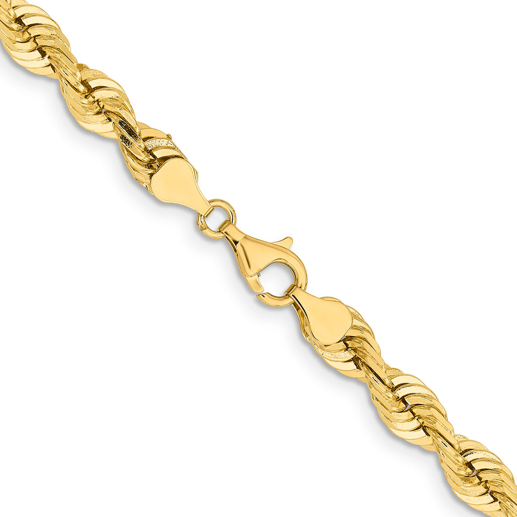 14K 20 Inch 7mm Diamond-Cut Quadruple Rope Fancy Lobster Clasp Chain