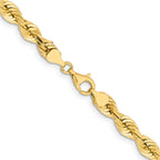 14K 20 Inch 7mm Diamond-Cut Quadruple Rope Fancy Lobster Clasp Chain