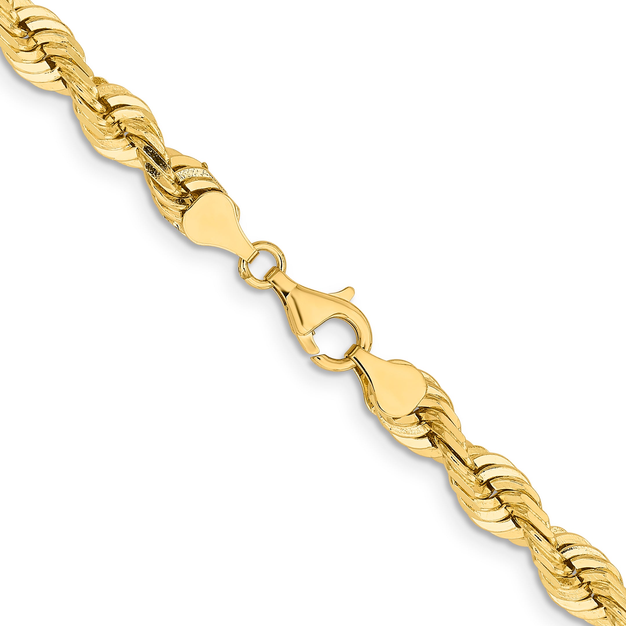 14K Yellow Gold Solid Diamond-Cut Rope Chain Necklace 7mm