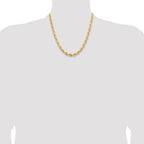 14K 20 Inch 7mm Diamond-Cut Quadruple Rope Fancy Lobster Clasp Chain