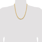 14K Yellow Gold Solid Diamond-Cut Rope Chain Necklace 7mm