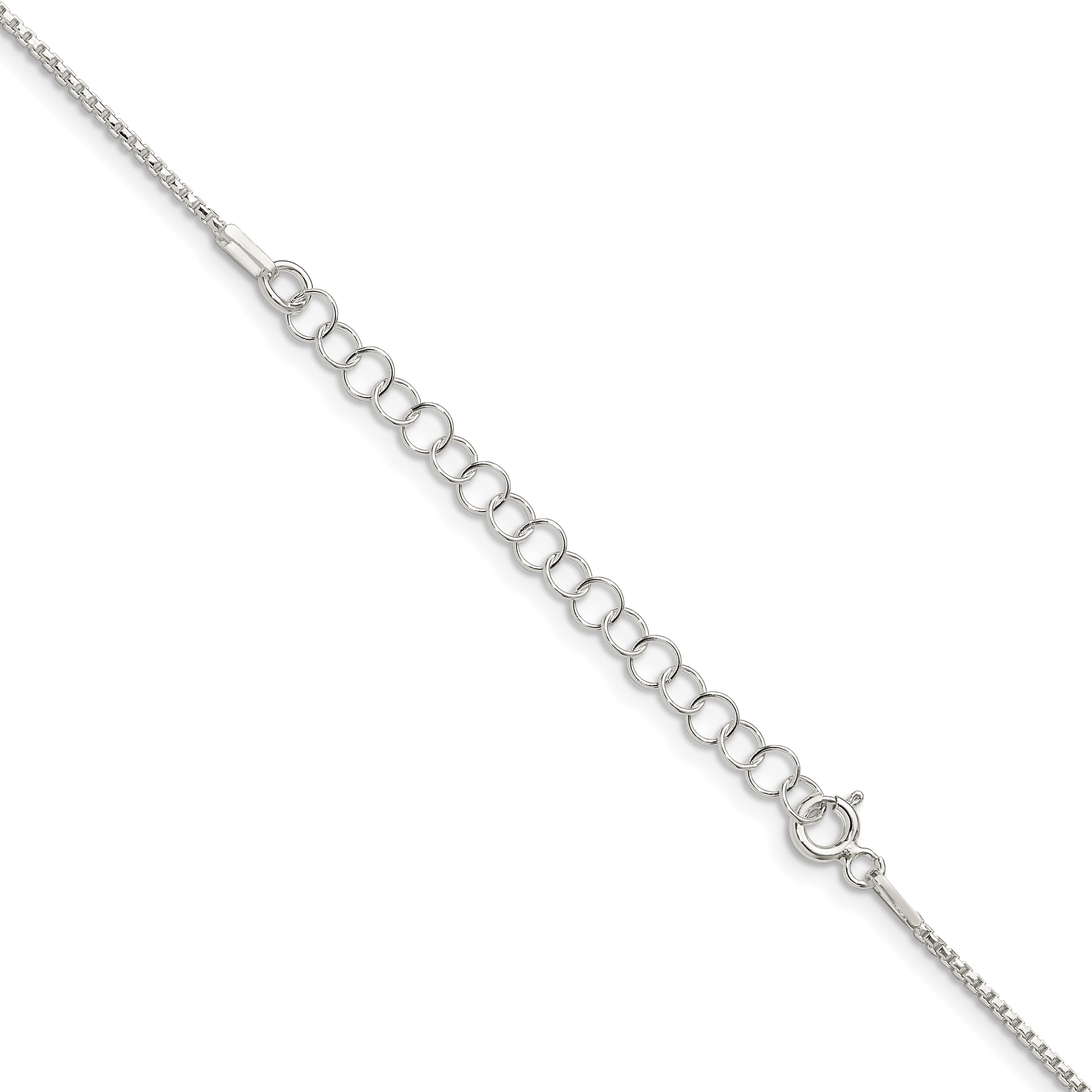 Sterling Silver 1.1mm Diamond-Cut Round Box Chain With 2 Inch Extension