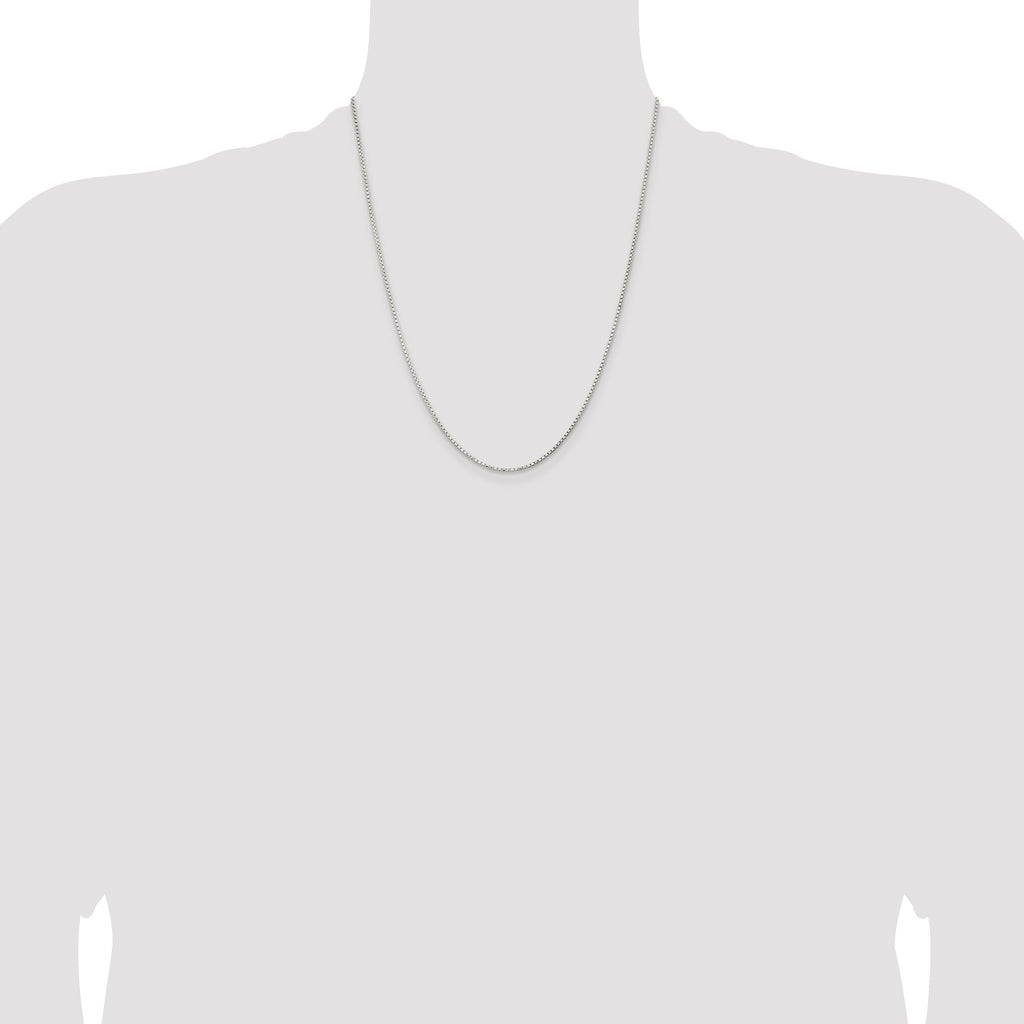 Sterling Silver 1.3mm Diamond-Cut Round Box Chain With 2 Inch Extension