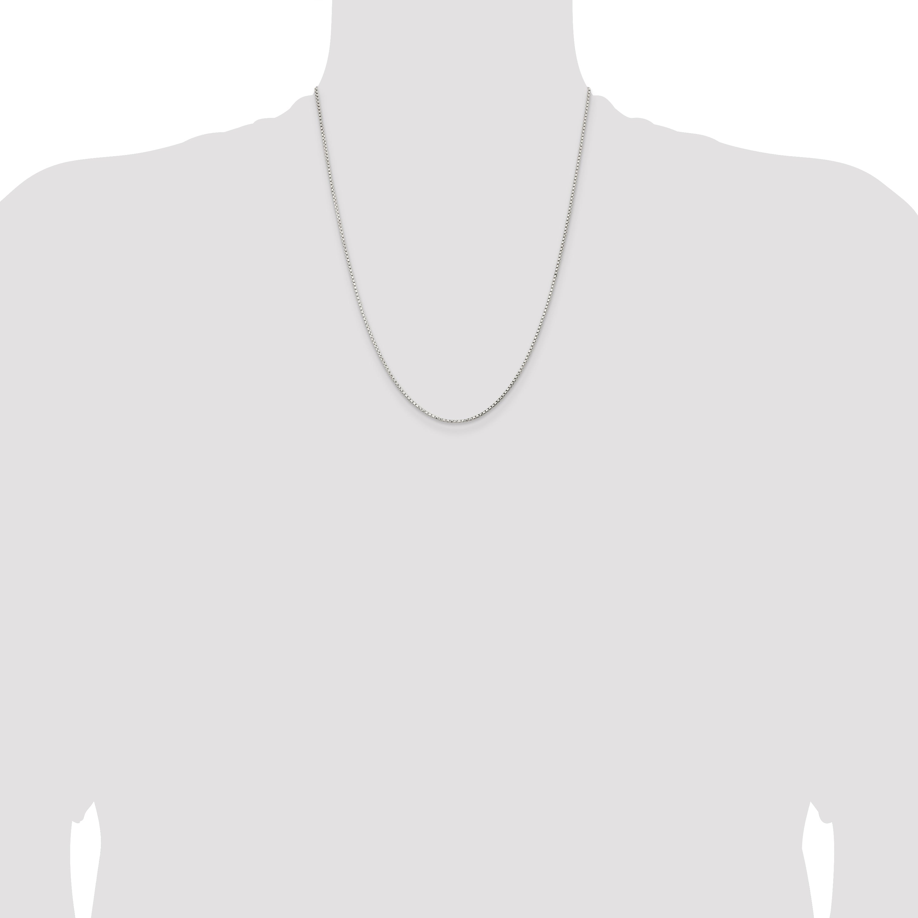 Sterling Silver 1.3mm Diamond-Cut Round Box Chain With 2 Inch Extension