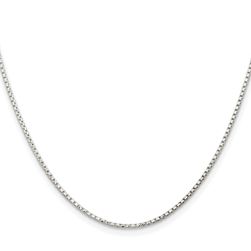 Sterling Silver Rhodium-Plated 1.3mm Diamond-Cut Round Box Chain With 2 Inch Extension
