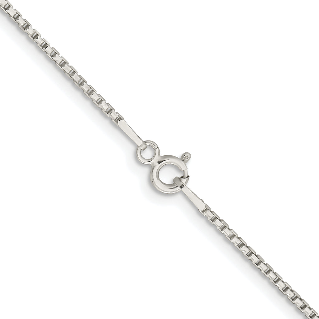 Sterling Silver Rhodium-Plated 1.3mm Diamond-Cut Round Box Chain
