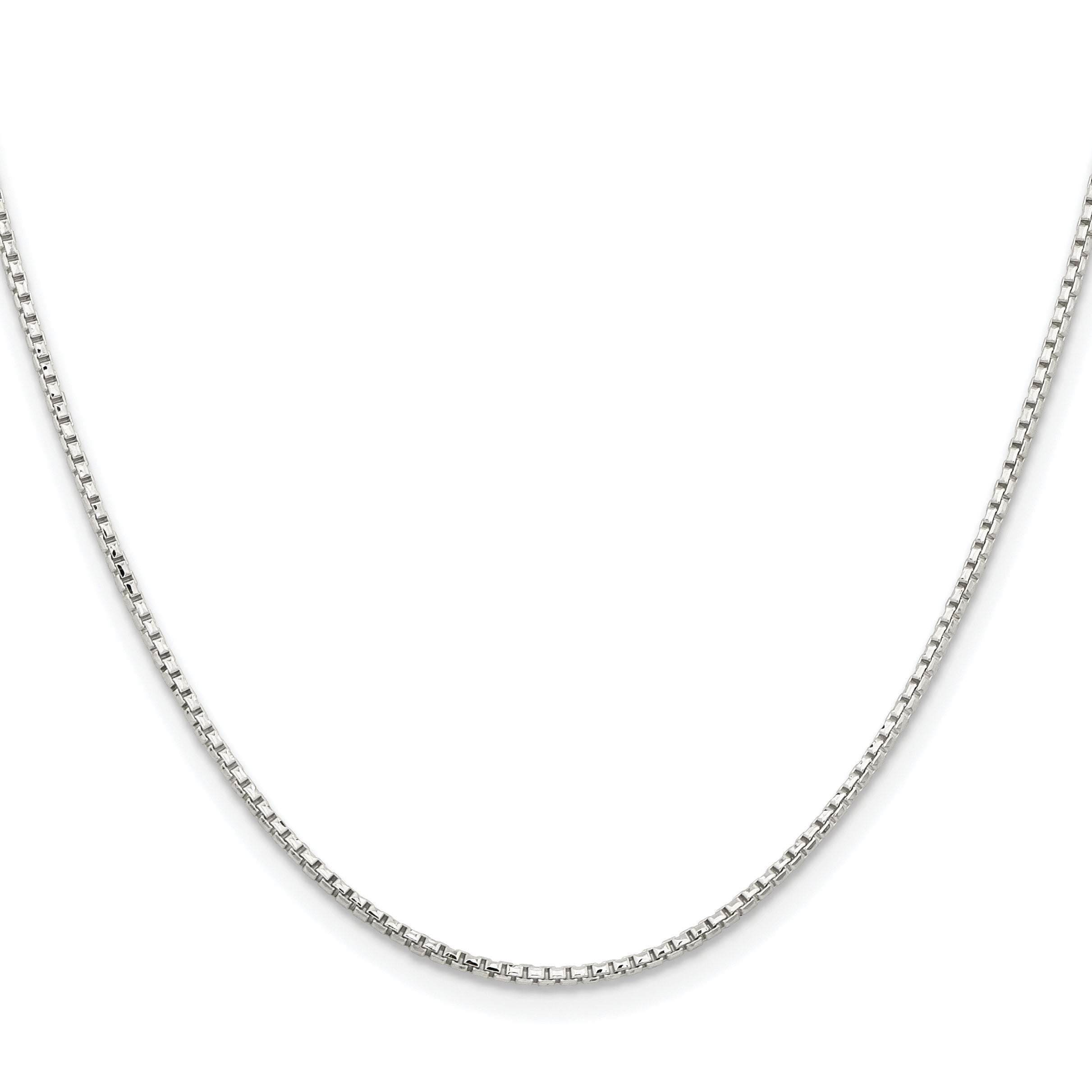 Sterling Silver Rhodium-Plated 1.5mm Diamond-Cut Round Box Chain With 2 Inch Extension