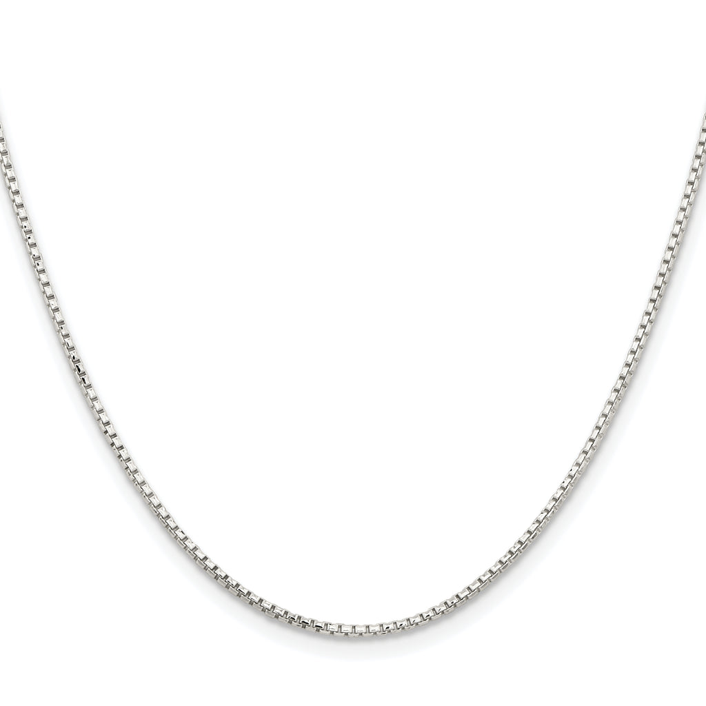 Sterling Silver Rhodium-Plated 1.5mm Diamond-Cut Round Box Chain