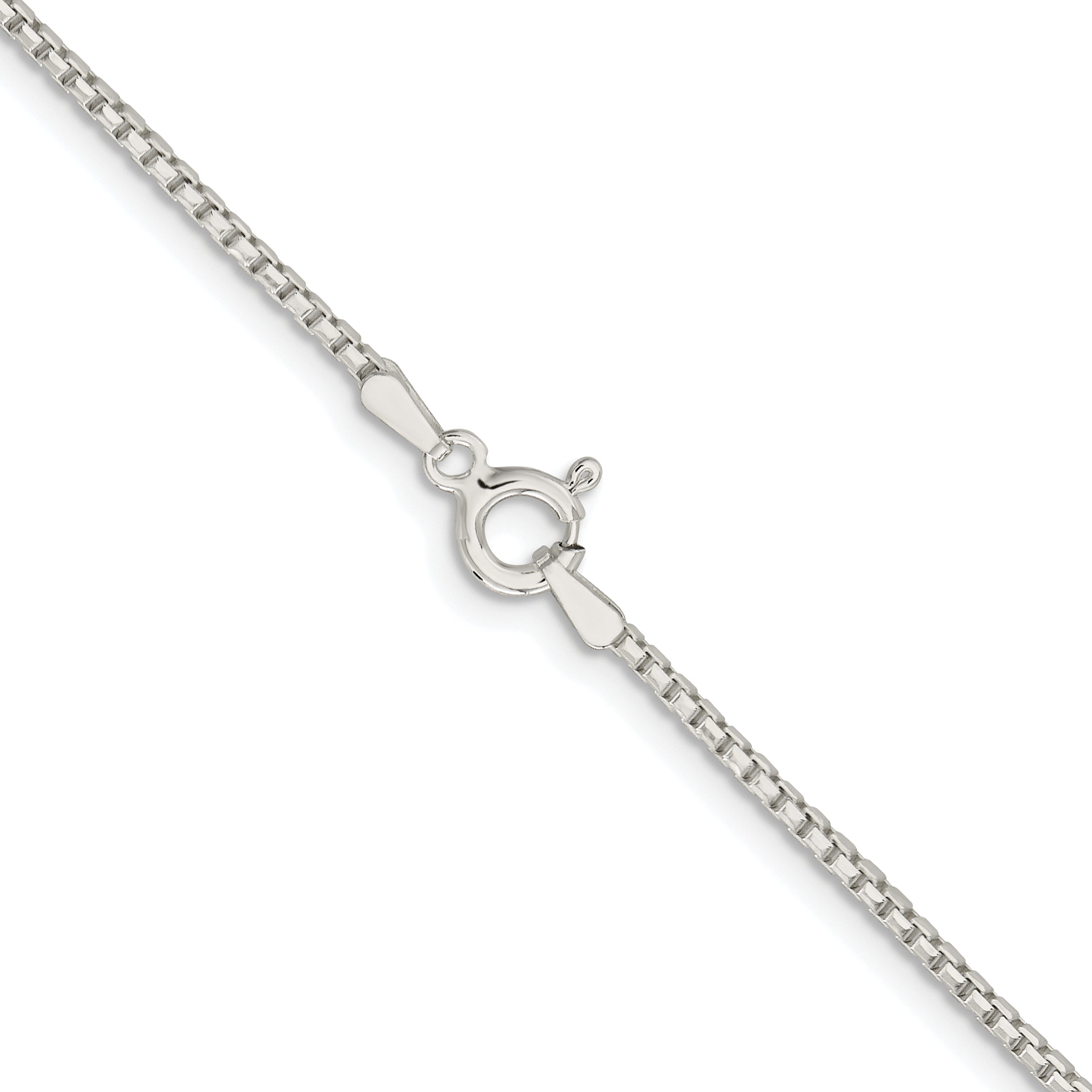 Sterling Silver Rhodium-Plated 1.5mm Diamond-Cut Round Box Chain