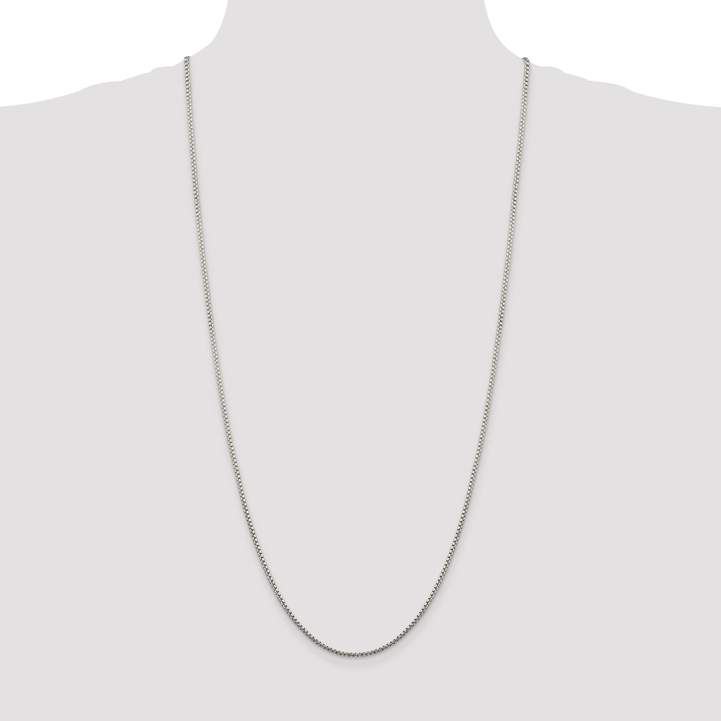 Sterling Silver 1.75mm Diamond-Cut Round Box Chain