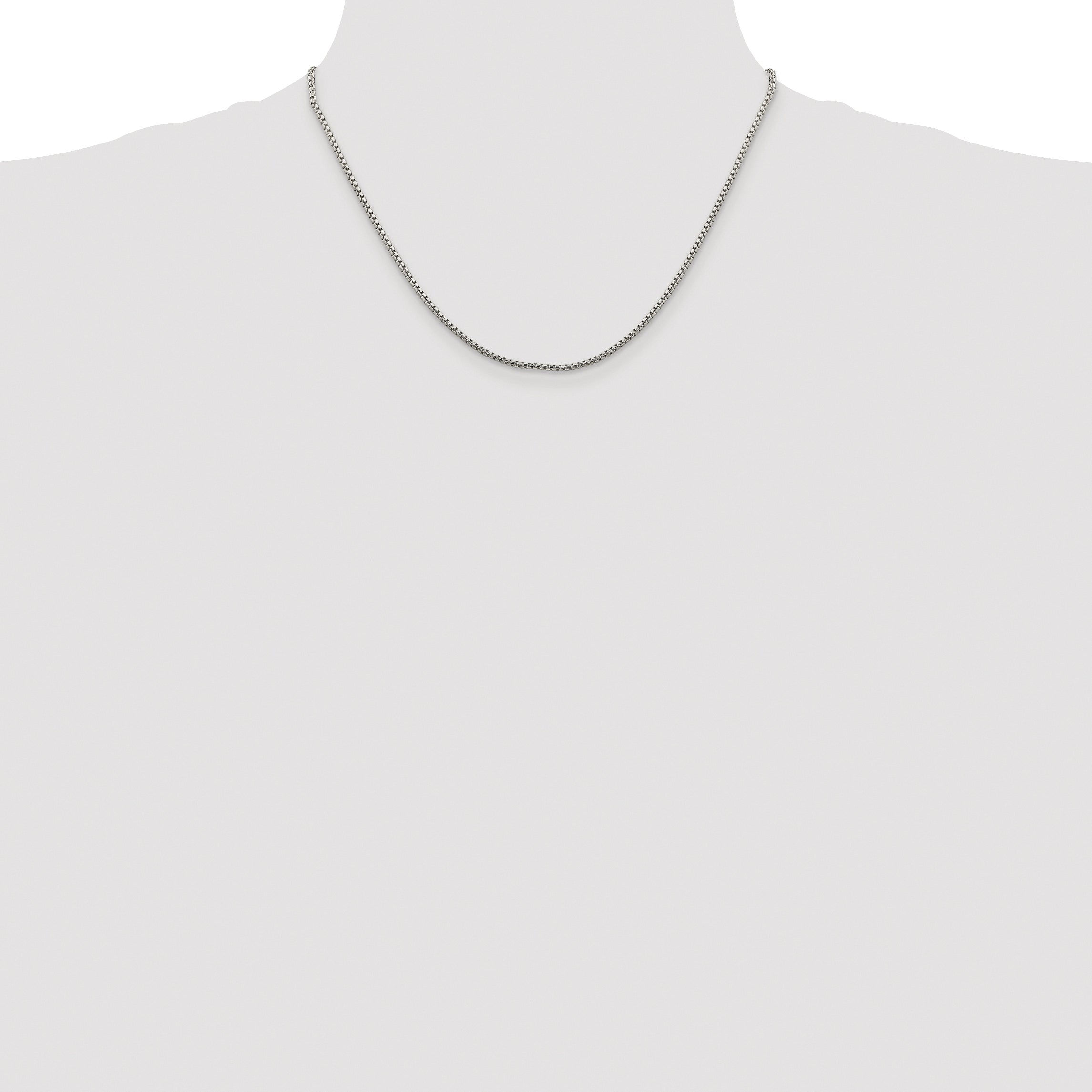 Sterling Silver Rhodium-plated 1.75mm Diamond-cut Round Box Chain