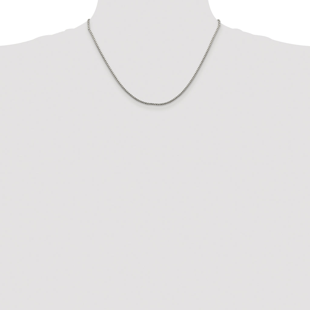 Sterling Silver Rhodium-plated 1.75mm Diamond-cut Round Box Chain