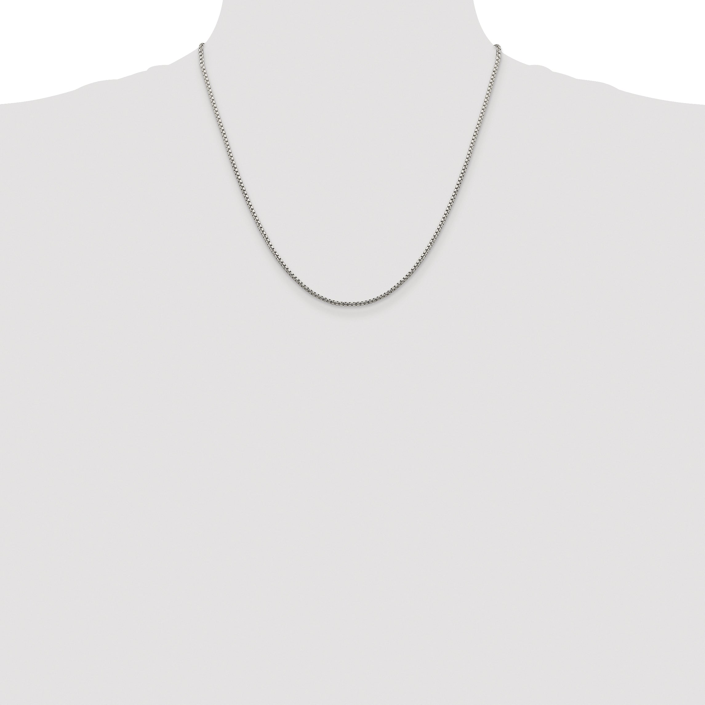 Sterling Silver Rhodium-plated 1.75mm Diamond-cut Round Box Chain