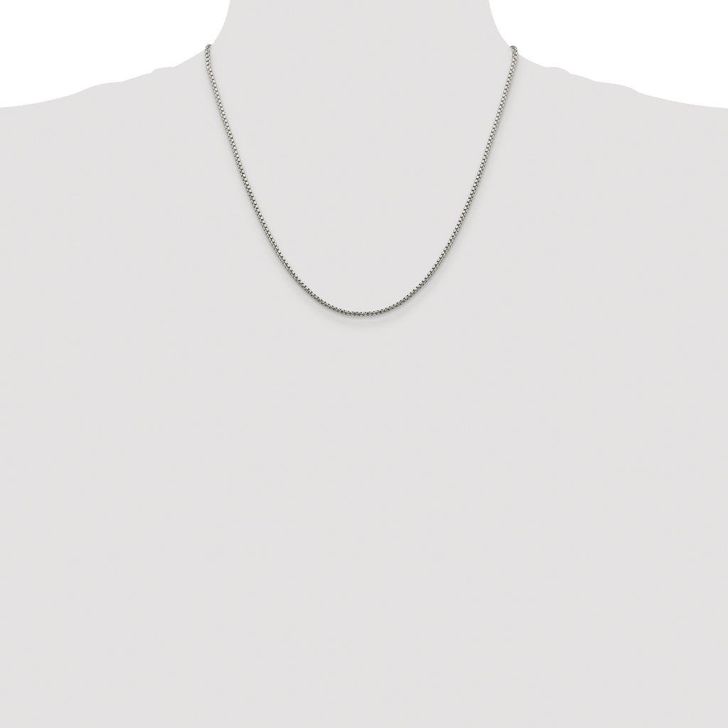 Sterling Silver Rhodium-plated 1.75mm Diamond-cut Round Box Chain