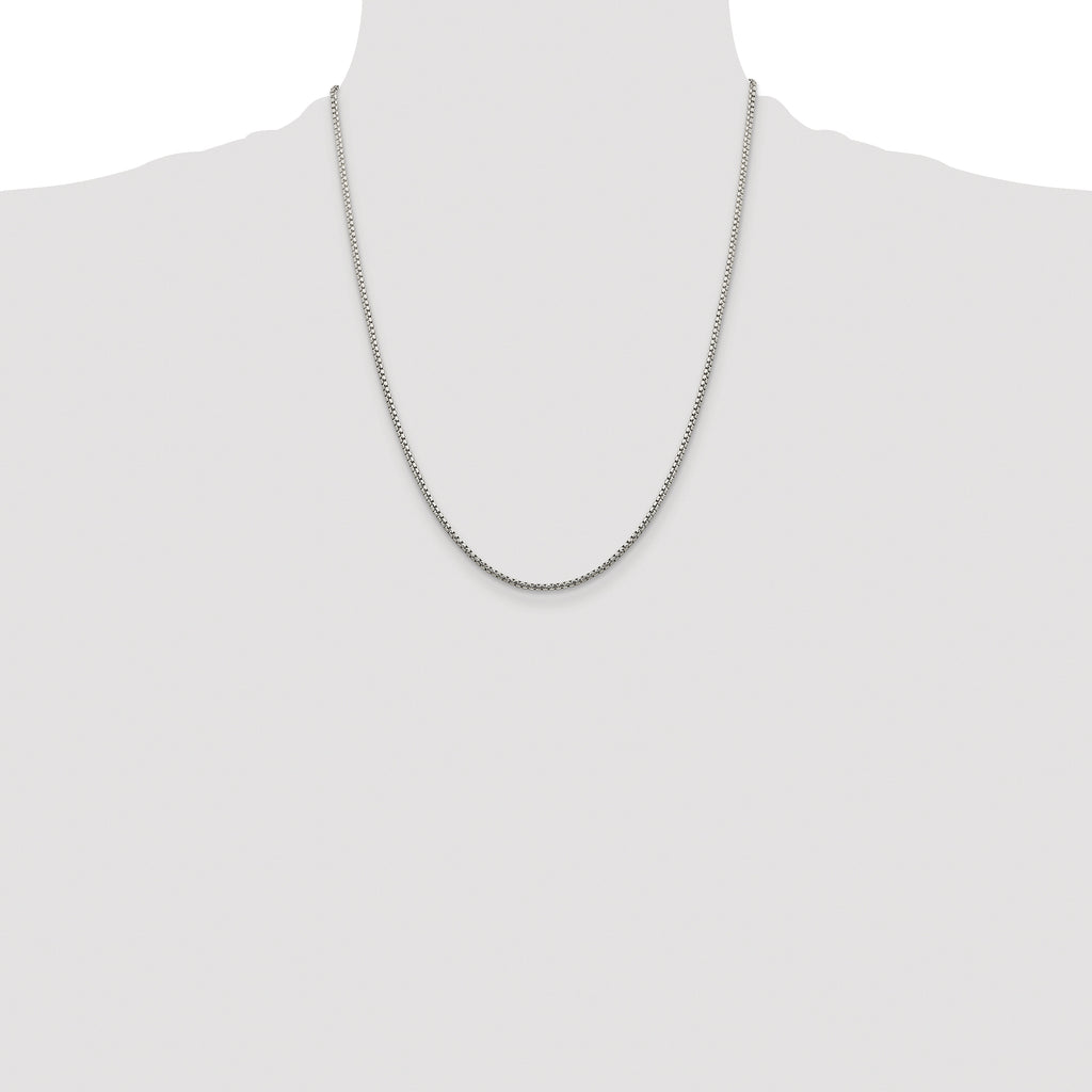 Sterling Silver Rhodium-plated 1.75mm Diamond-cut Round Box Chain