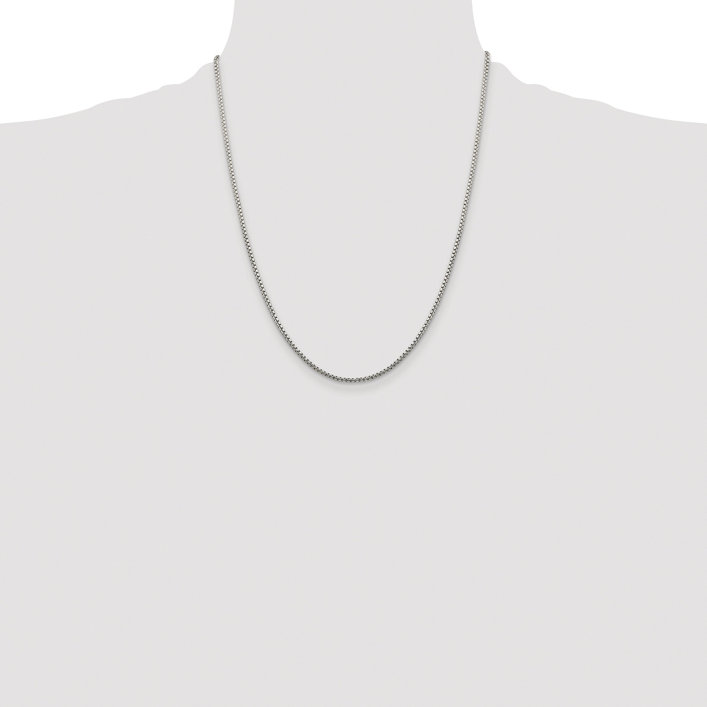 Sterling Silver Rhodium-plated 1.75mm Diamond-cut Round Box Chain