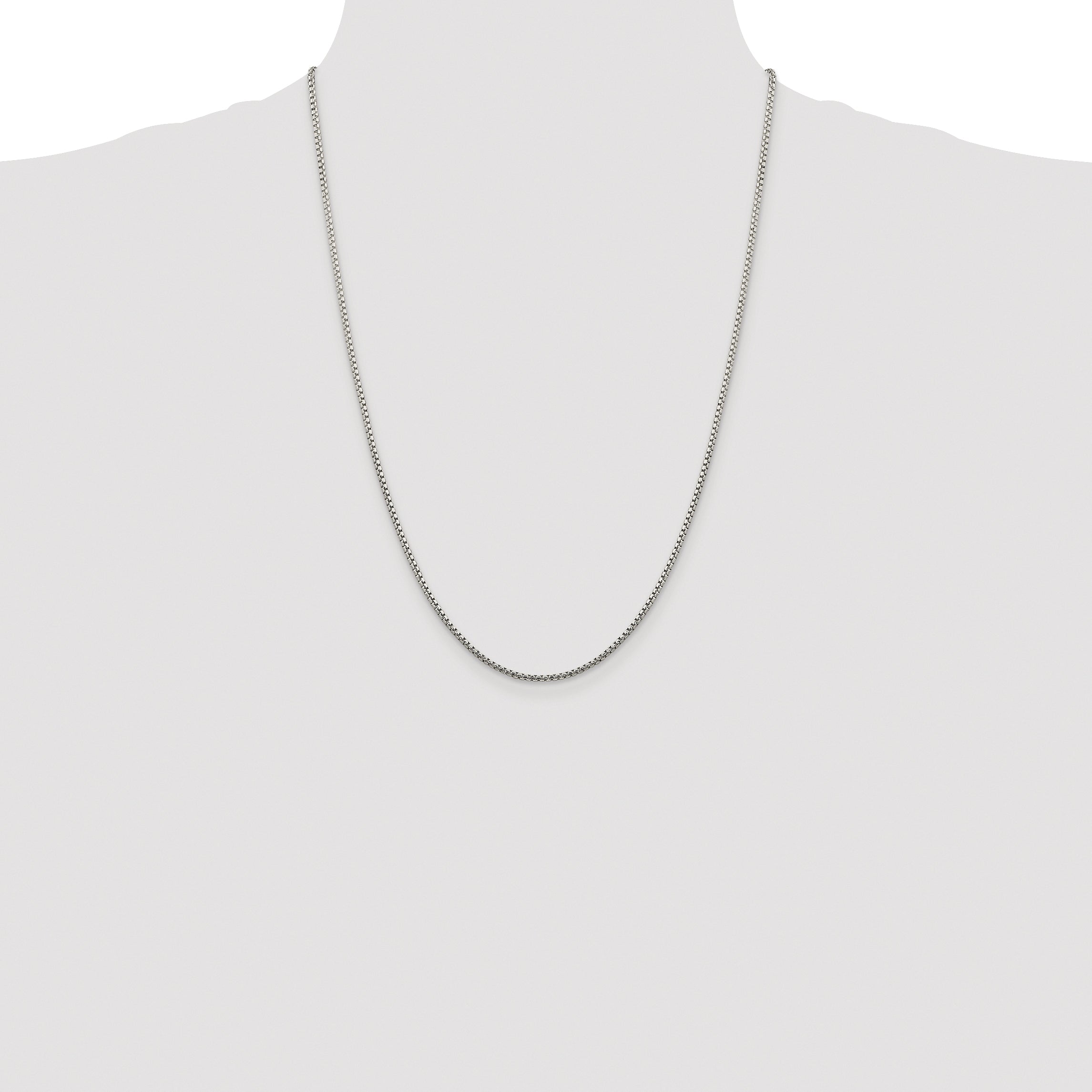Sterling Silver Rhodium-plated 1.75mm Diamond-cut Round Box Chain