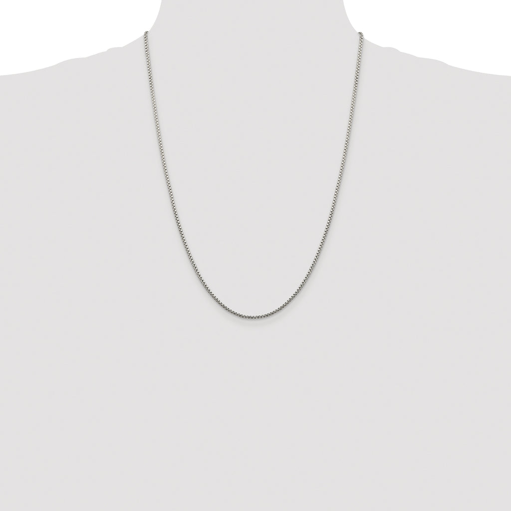Sterling Silver Rhodium-plated 1.75mm Diamond-cut Round Box Chain