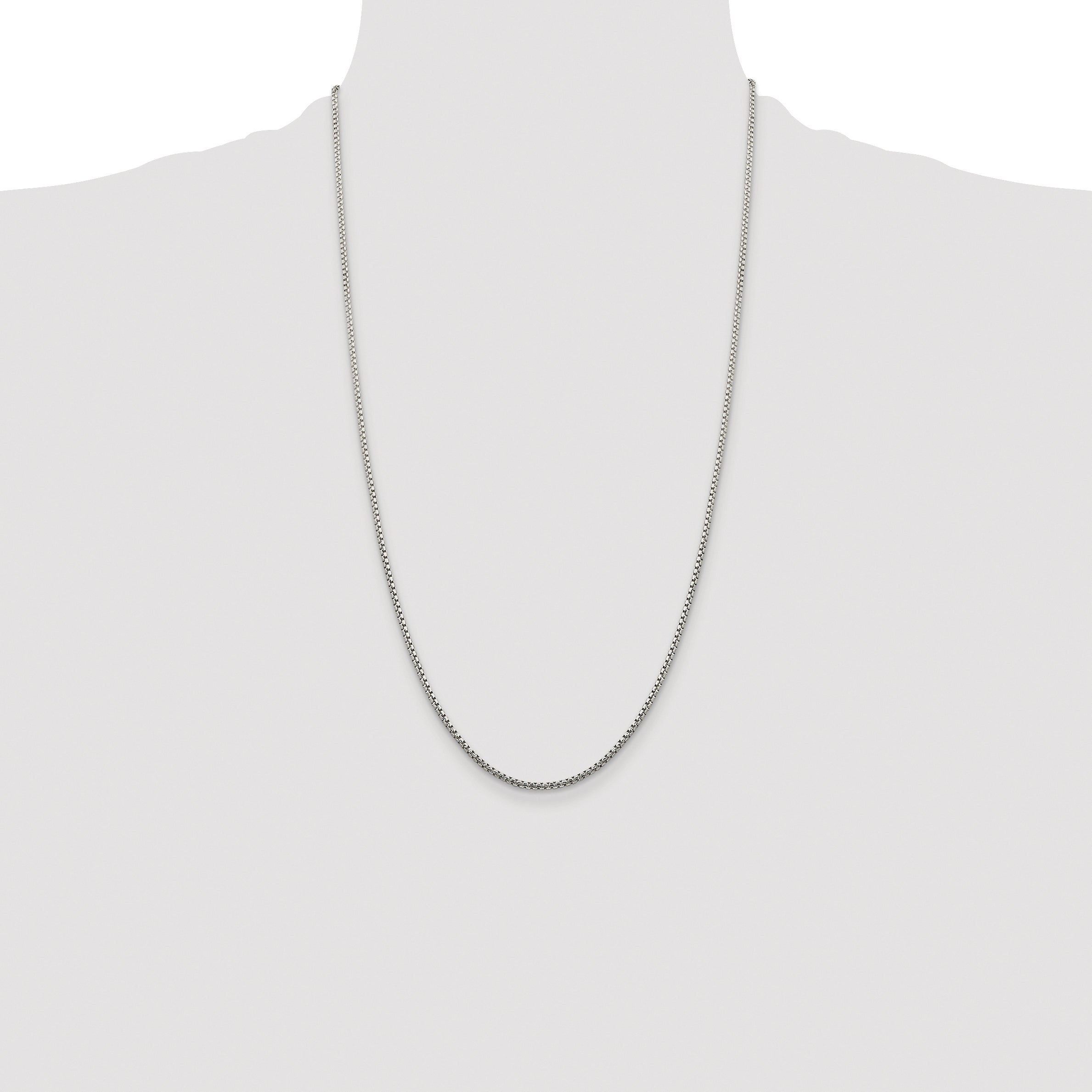Sterling Silver Rhodium-plated 1.75mm Diamond-cut Round Box Chain