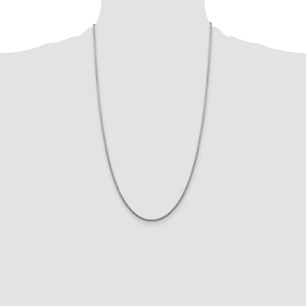 Sterling Silver Rhodium-plated 1.75mm Diamond-cut Round Box Chain
