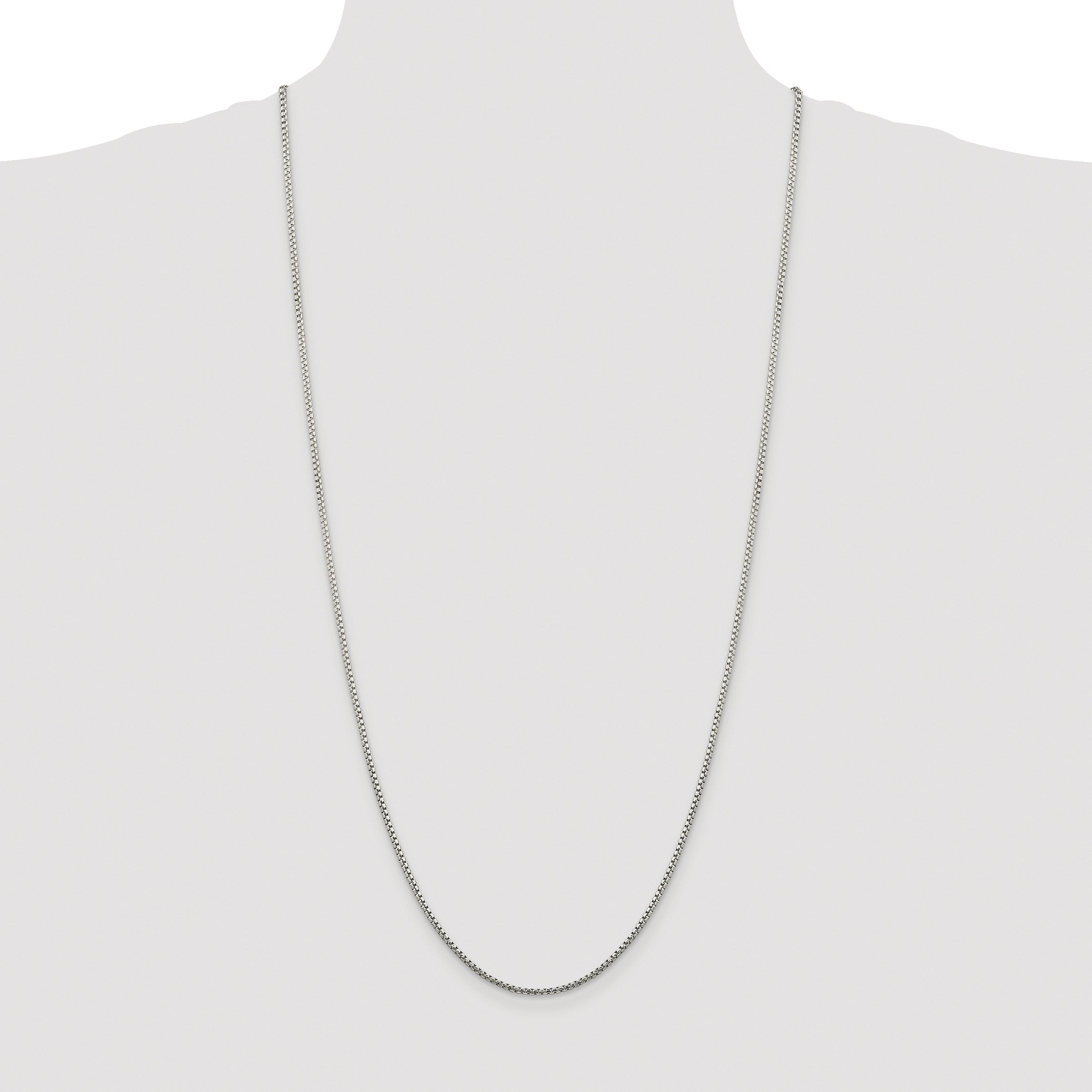 Sterling Silver Rhodium-plated 1.75mm Diamond-cut Round Box Chain